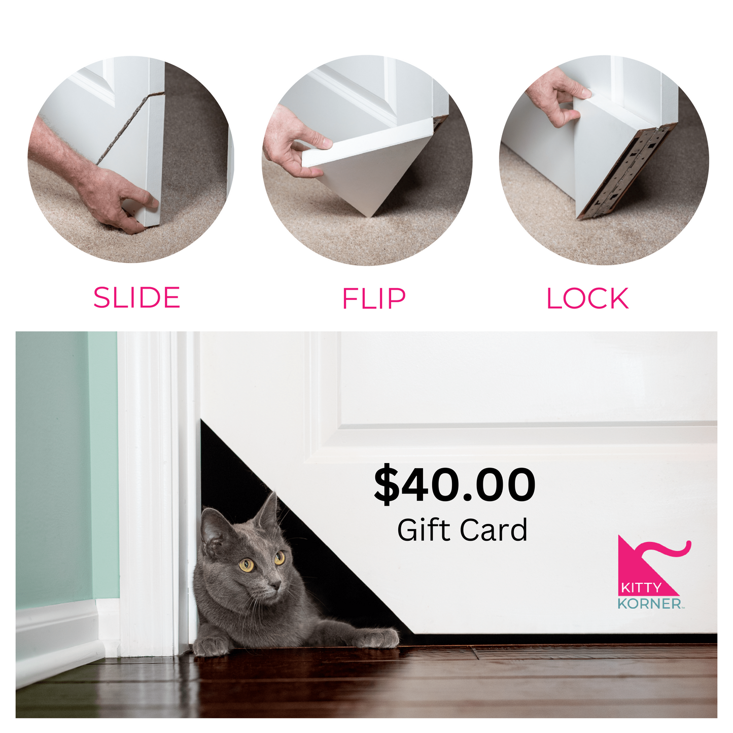 Kitty Korner cat door Gift Card